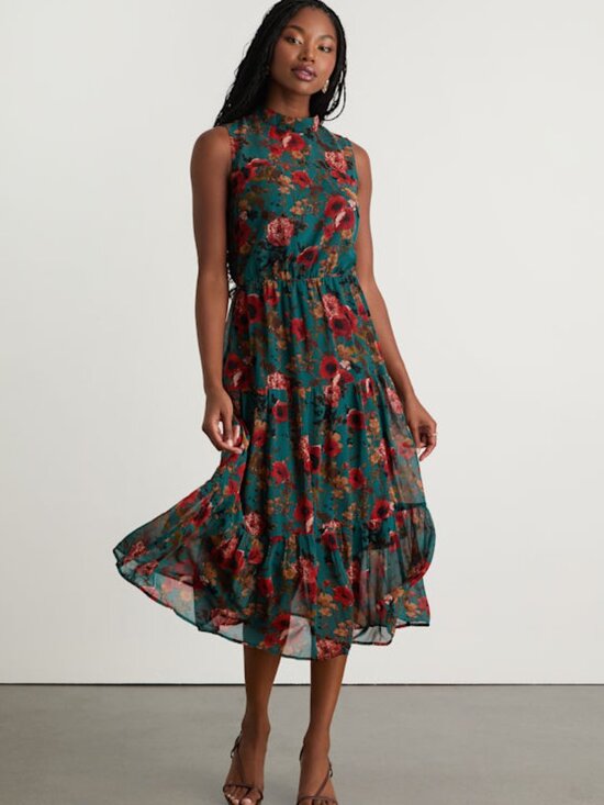 Lulus Dresses & Skirts - Lulus In My Dreams Teal Multi Floral Print Midi Dress Blue - Size L